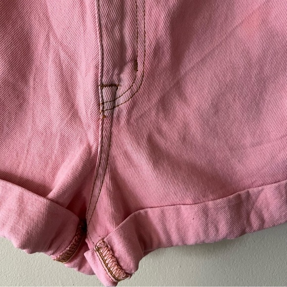 BDG Urban Outfitters Mom High Rise Light Pink Rolled Hem Denim Cotton Shorts 26 - Picture 5 of 14